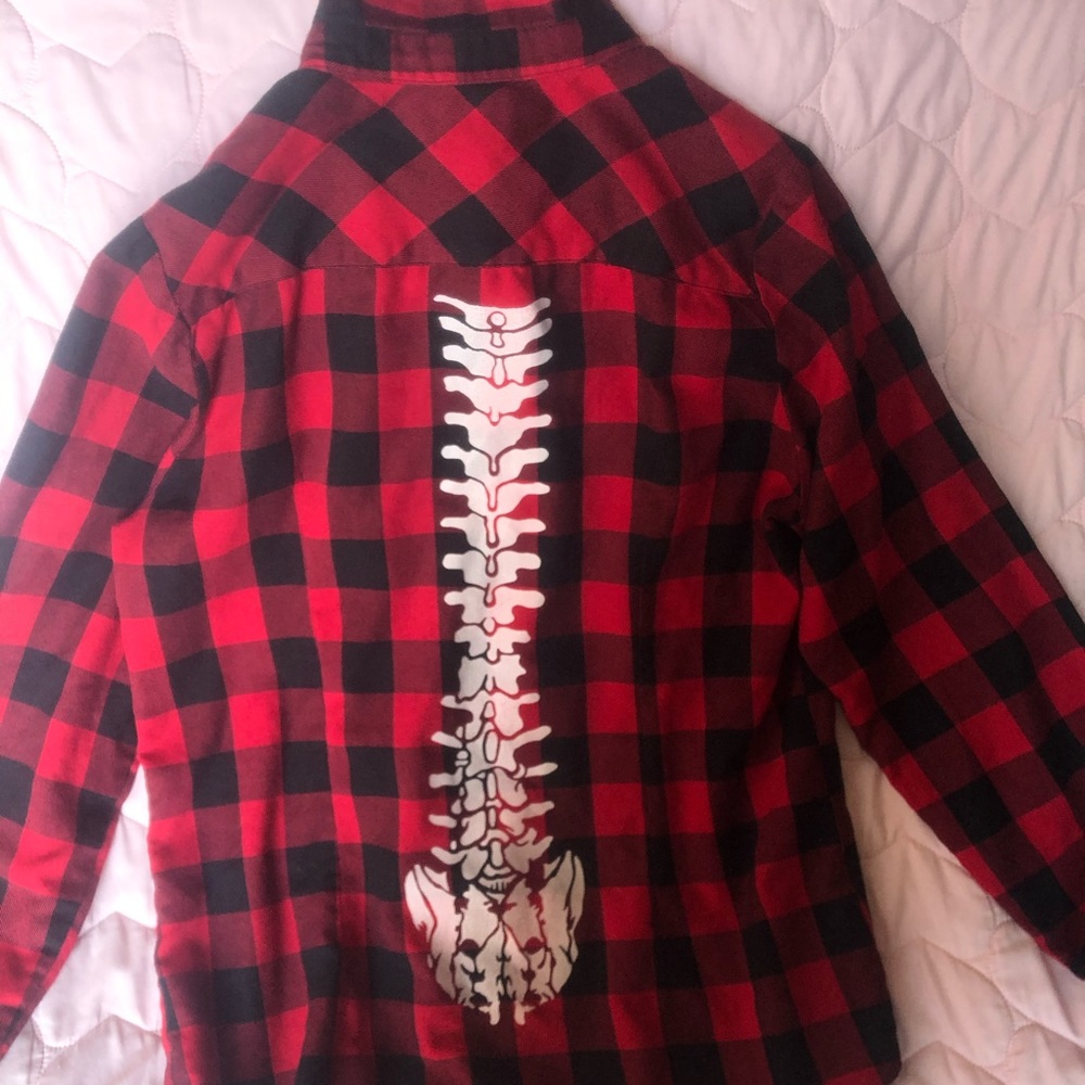 Hot Topic Red Flannel With Spine Design